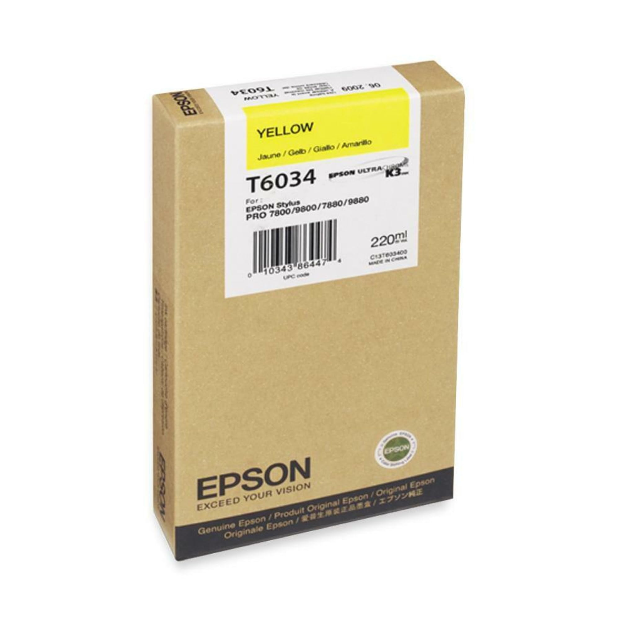 Epson 220 ml Ink Cartridge for Stylus Pro, Yellow, Genuine