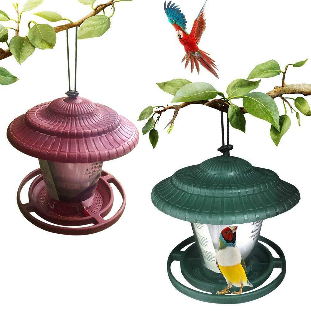 BE-TOOL Wild Bird Hanging Feeders,1PC Garden Feeding Station Hanging Lantern Easy Fill,Rainproof Roof Bird Feeders For Garden And Park(Green)