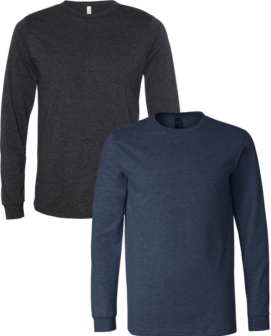 Bella Canvas - Unisex Jersey Long Sleeve Tee - 3501 2XL-Charcoal-HTHRNavy Image