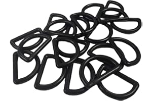 20 Pack 2.5cm Black Multi-Purpose Plastic D Rings 1 Inch (25mm) Inner Diameter D Shaped for Backpack, Luggage, Bag, Clothing,