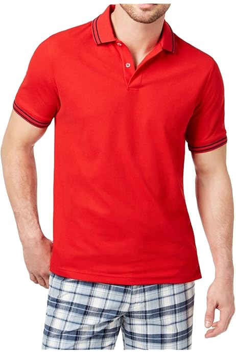 Club Room Mens Estate Performance UPF 45 Rugby Polo Shirt, Red