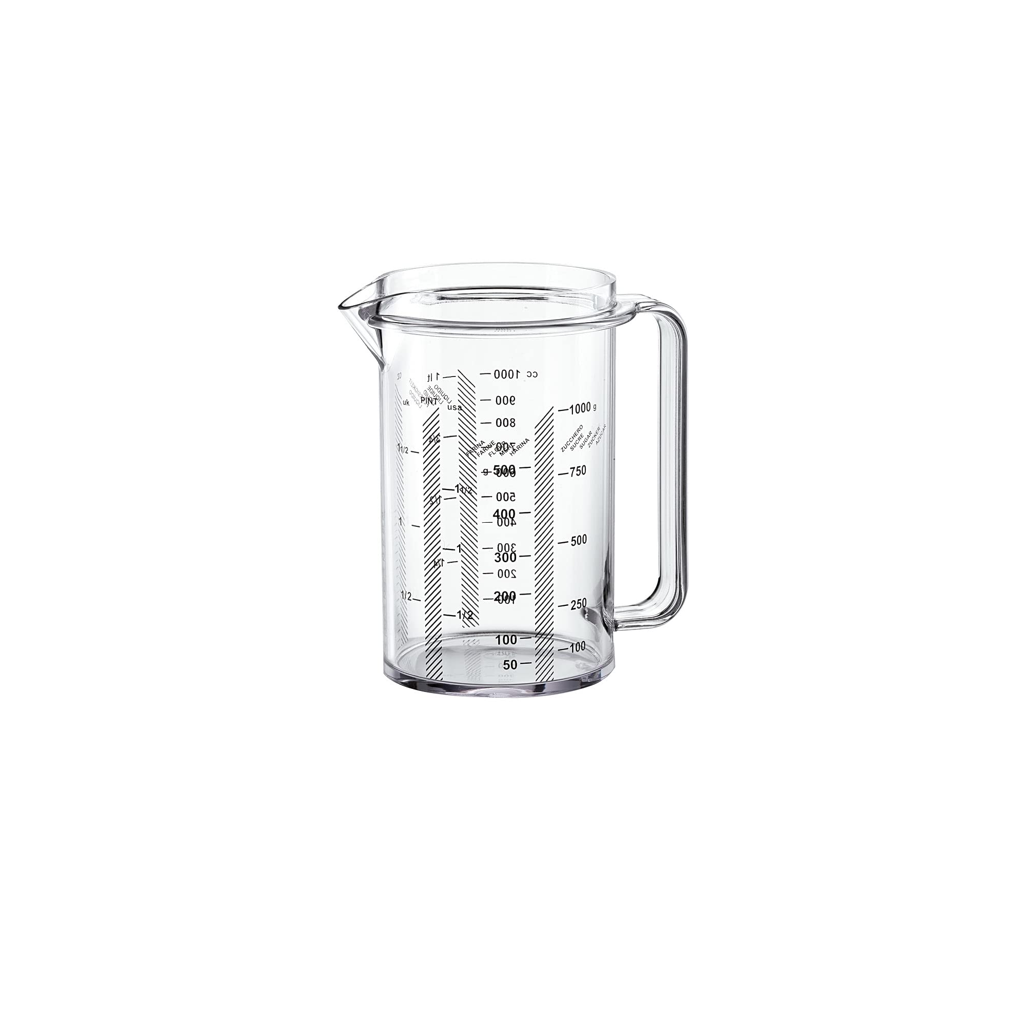 Guzzini 01320100 Measuring jug with handle, Transparent