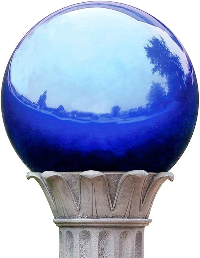 KANFF 6Inch Blue Gazing Globe Mirror Ball, 6" Polished Stainless Steel Gazing Ball