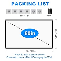 60 Inch Projector Screen, OKEDUO 4K 16:9 HD