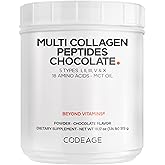 Codeage Multi Collagen Chocolate Protein Powder - Hydrolyzed Bovine Collagen Peptides, 5 Collagen Types & MCT Oil - Collagen 