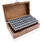 70Pcs Wooden Rubber Alphabet Letter Number Stamps, Rectangular, Capital &amp; Lower Case, DIY Craft Card Making, Scrapbooking Supplies (Dark Wooden)