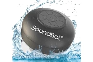 Soundbot SB510 HD Waterproof Bluetooth Shower Wireless Speaker with Speakerphone, Mic, 6-Hour Playtime, Control Buttons & Suction Cup, Powerful Sound Ideal for Bathroom, Travel, or Outdoors (Black)