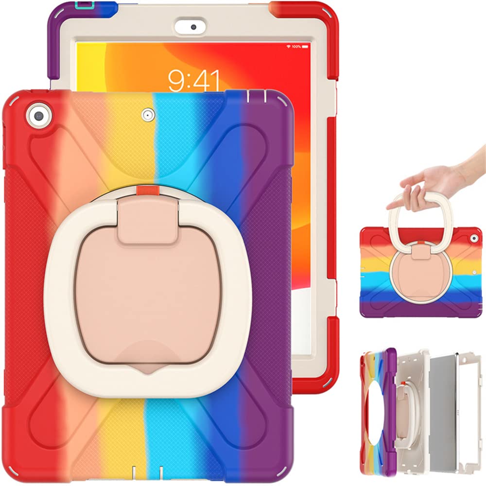 yeliot Case for iPad 10.2 inch 2021/2020/2019 Case, Heavy Duty Shockproof Rugged Cover with 360° Rotating Handle Stand,Full Protective for iPad 10.2 9th/8th/7th