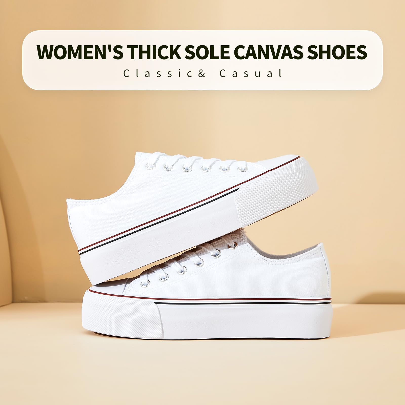 hash bubbie Platform Sneakers for Women White Platform Shoes Low Top Tennis Shoes Non Slip Black Fashion Canvas Sneakers