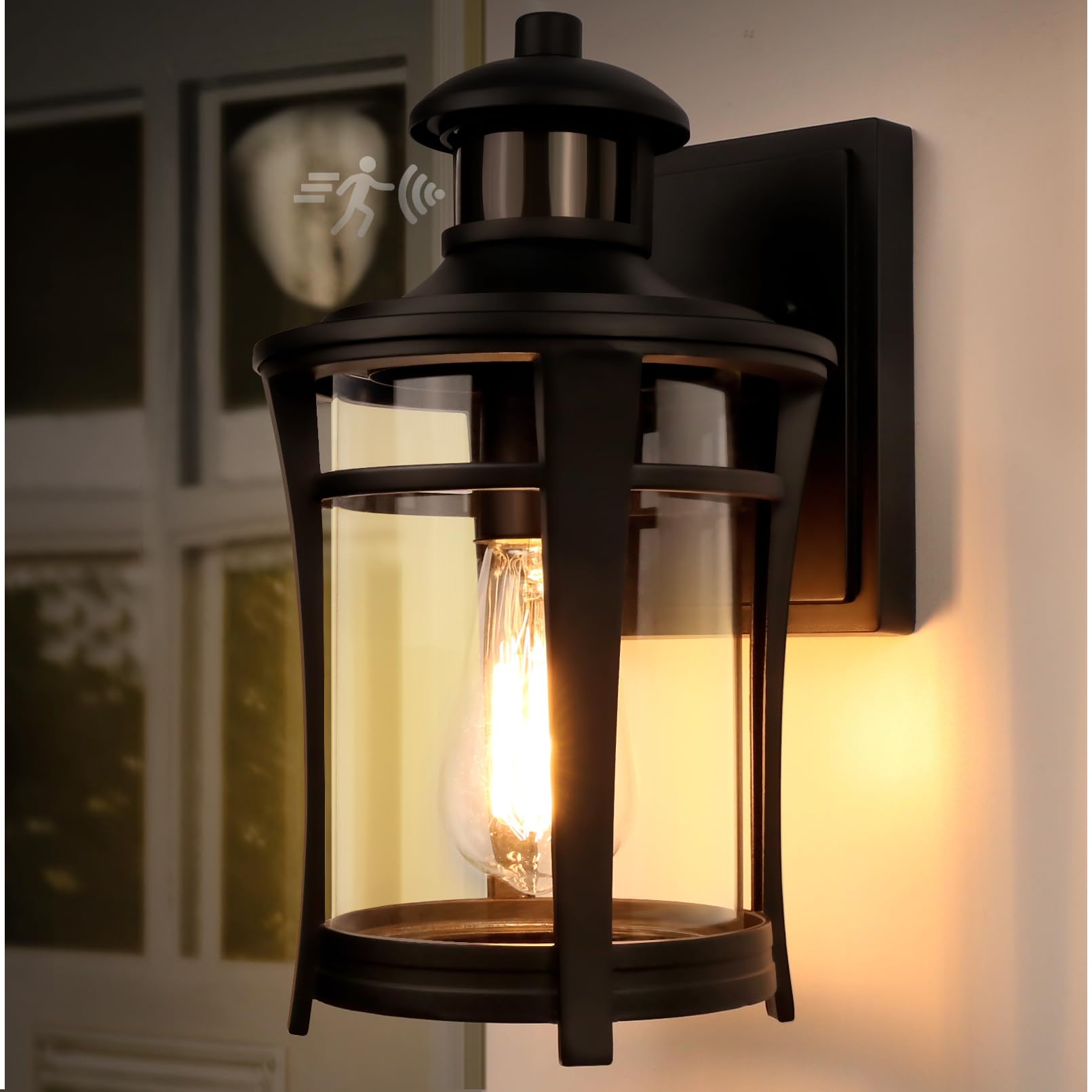 Photo 1 of Motion Sensor Outdoor Lights, 3 Lighting Modes Porch Light Fixture for House, Dusk to Dawn Exterior Wall Light, Waterproof Aluminum Anti-Rust Lantern for Garage Entryway, Motion Activated