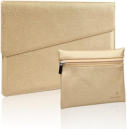 11.6 Inch Portable PU Leather Protective Laptop Sleeve Case Cover with Magnetic Seal &amp; Accessory Pocket for New Surface Pro 2017, Surface Pro 4/3/2/1, Macbook Air 11.6“ Laptops (Gold)