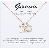TGOLM 14k Gold Plated Zodiac Birthstone Crystal Pendant Necklace, Horoscope Sign Charm Necklace for Women Birthday Gift