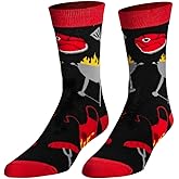 Crazy Socks – Barbecue Crew Socks – Fun BBQ Grill & Smoked Meat Graphic – Unisex Large Black Novelty Socks – Quirky Gift for Summer Cookouts, Parties & Grill Masters
