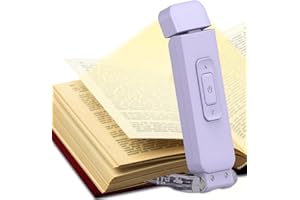 SFV Portable Book Light, Clip-On Rechargeable LED Reading Light for Books in Bed, 3 Amber Colors & 5 Brightness Adjustable, Compact & Long Lasting, Perfect for Book Lovers, Kids, Violet