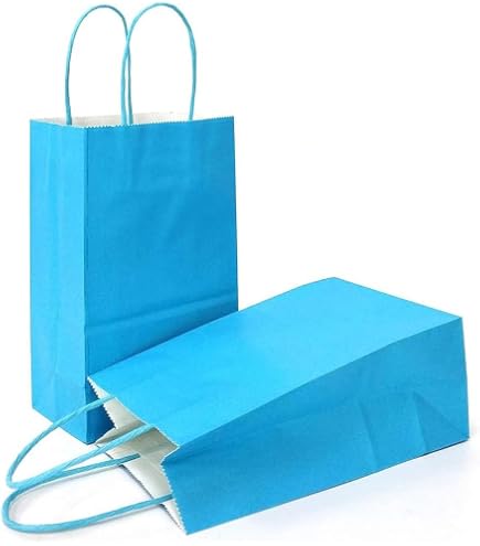 Amazon.com: AZOWA Blue Paper Bags Gift Bags with Handles (4x2.4x6