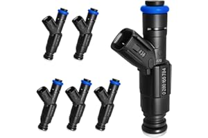 SeyPon Set of 6 Upgraded 4 Holes Fuel Injectors Fit for Jeep: Wrangler/Cherokee/Grand Cherokee V6 4.0L 1999-2004, for Dodge: Ram 1500/2500 Van/ 3500 Van V6 5.2L 2000-2003, OEM # 0280155784