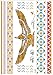 Dalin 6 Sheets Gold Silver Blue Body Temporary Metallic Tattoos Jewelry Inspired Bling Adult Temp Metallic Glitter Art Tattoos Long Lasting