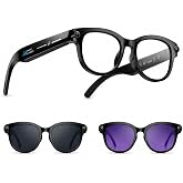 AI Glasses with Camera, 8MP &amp; 4K Video, Camera Glasses for Men Women | Object Recognition, Real-Time Translation, Open-Ear Audio, Bluetooth Calling &amp; Smart AI Features, Black, 3 Lenses