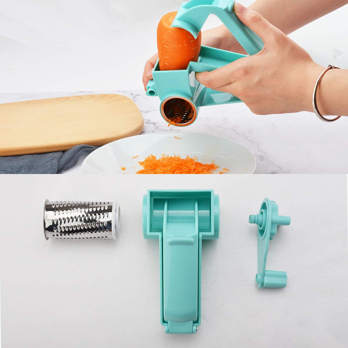 Oumosi grattugia formaggio Rotary Ginger affettatrice grattugia cutter Shredder Blue