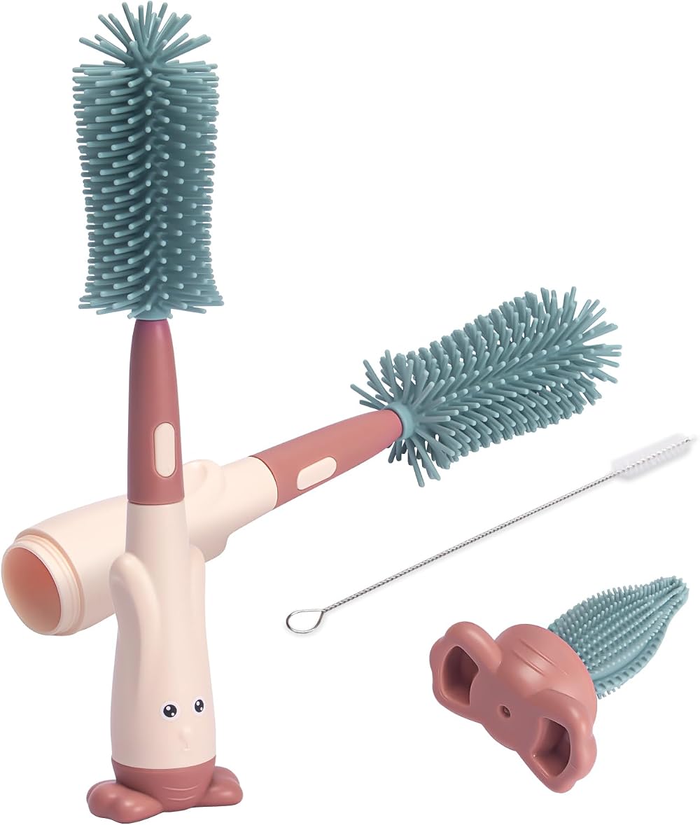 Alyvisun Silicone Bottle Brush 3-in-1 Teat Straw Brush Red