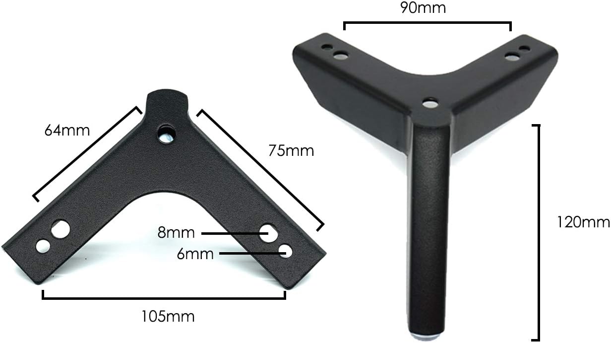 LONGZG 4 pieces of black metal furniture legs, DIY replaceable table legs - Image 3
