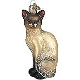 Old World Christmas Ornaments Tan Siamese Cat Glass Blown Ornaments for Christmas Tree