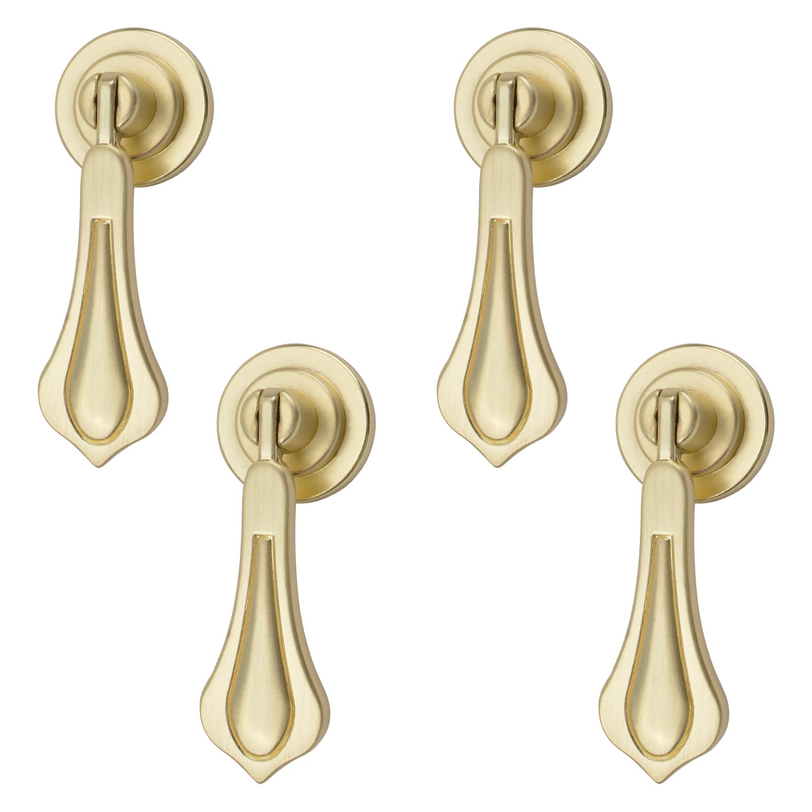 MOROBOR Teardrop Cabinet Pulls,4pcsSolid Brushed Pendant Handles Knob Zinc Alloy Handles Knobs with Mounting Screw for Cabinets Drawer Door Furniture Decorative(Raised Carved Leaves Shape) — image 1