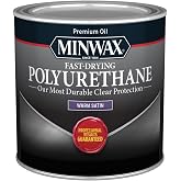 Minwax Fast Drying Polyurethane Protective Wood Finish, Clear Satin, &frac12; Pint