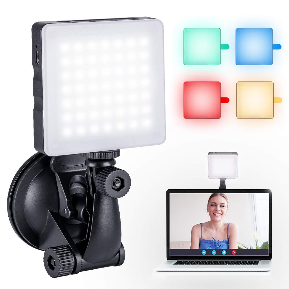 K&F CONCEPT LED Video Light 6500K Selfie Light with 3 Brightness 4 Color Filters for Phone Light, Selfie, Vlogging and Makeup