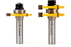 YONICO Router Bits Tongue & Groove Set 1/4-Inch Plywood Panel 2 Bit 1/2-Inch Shank 15231