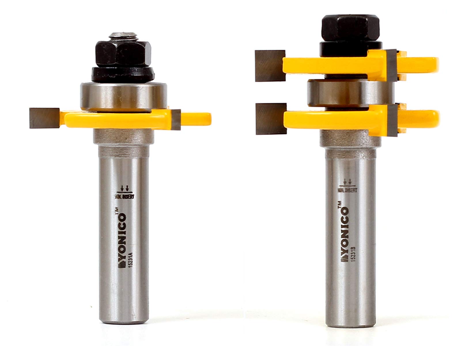 Yonico Tongue and Groove Router Bits Set 1/4-Inch Plywood Panel 2 Bit 1/2-Inch Shank 15231