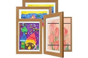 WeePro [4-Pack Kids Artwork Frames Changeable - Kids Art Frames Front Opening 8.5 x 11 Holds 150 Pics, Artwork Frames for Kids Art, Kids Art Frame Ideal for Portfolio, Pictures, Drawings (Wood)