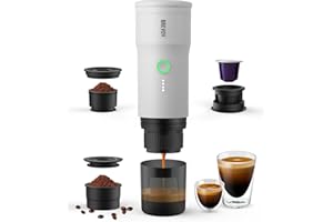 BREVOY Portable Electric Espresso Machine, Ground Coffee & Capsule, Self-Heating, 20 Bar 12V Mini Car Travel Coffee Maker with 9000mAh Battery-Ideal for Camping, RV, Hiking, Office