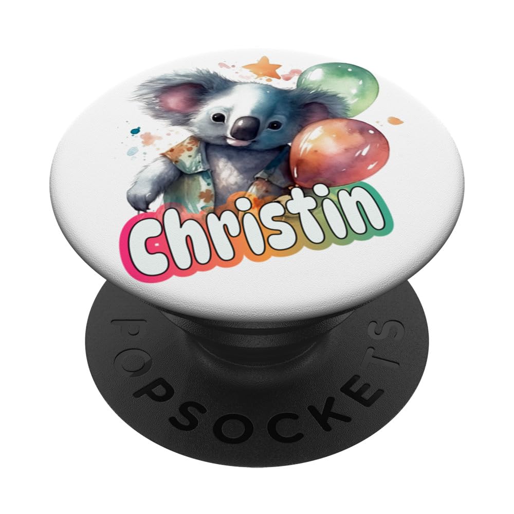 CHRISTIN - Adorable girl name with cute Koala PopSockets Swappable PopGrip