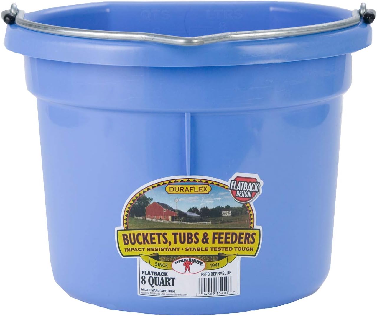 Little Giant Plastic Animal Feed Bucket (Berry Blue) Flat