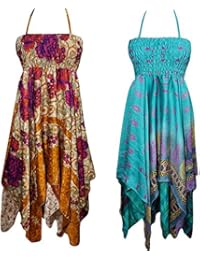 Lot Of 2 Delores Womens Halter Dress Handkerchief Hem Two Layer Beach Holiday Dresses S/M