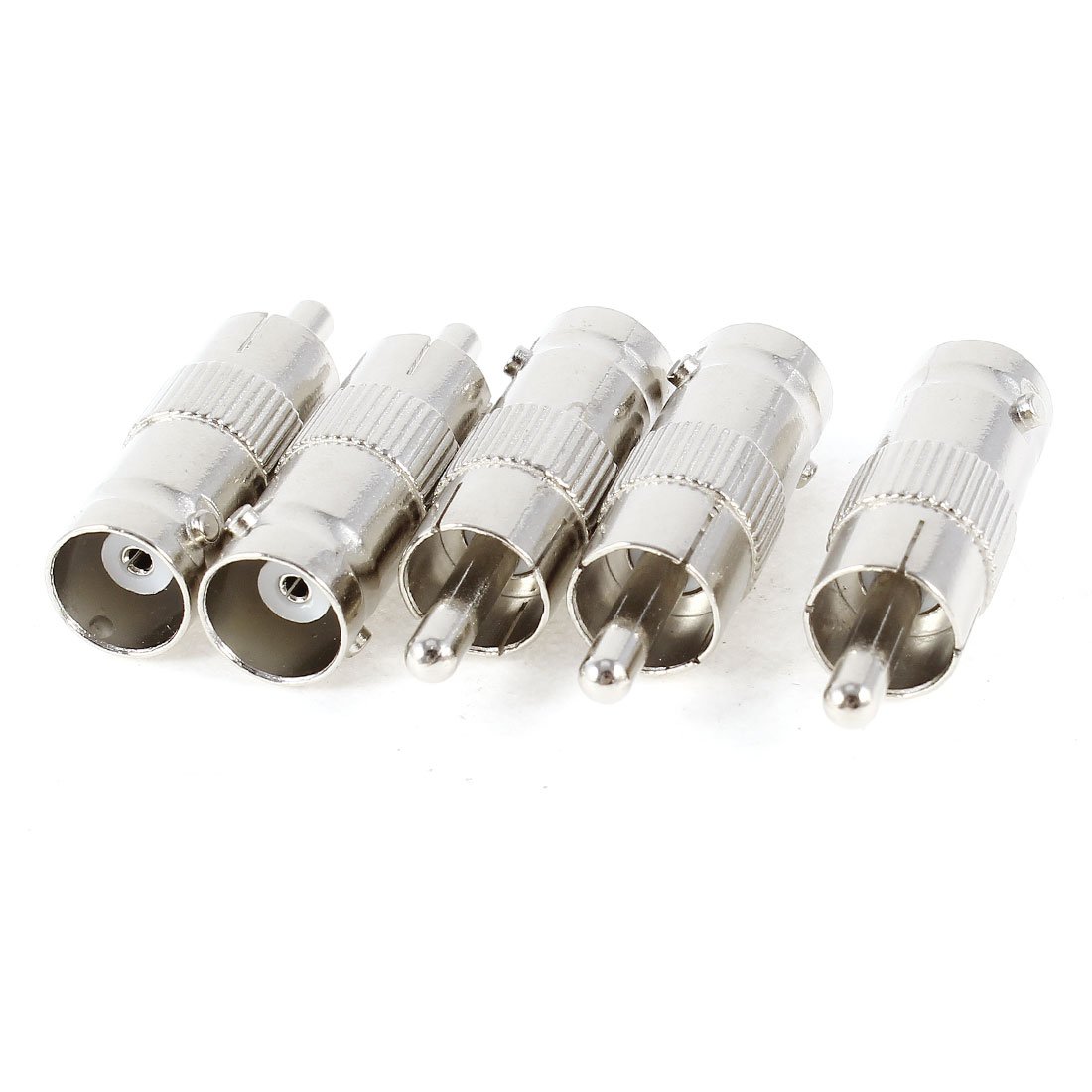 sourcing map 5 Pcs BNC Female to RCA Male AV Straight Adapter Connector Silver Tone