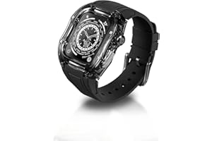 RYUEUYA Translucent Designer Rugged Case and Band Compatible for Apple Watch Series 8 7 45mm, Luxury Crystal Clear Military Protective Cover Bumper Tactical for iWatch, B-BR