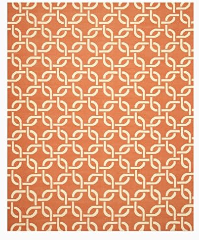 EORC TLNK1OR Hand Woven Wool Links Dhurrie Rug, 6' x 9', Orange