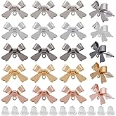 SOFPLATE 1 Box 50Pcs Bow Earring Post Bow Stud Earring Post Gold Brass Real 18k Gold Plated Earring Stud with Ear Nuts Bowknot Stud Earring Findings for Jewelry Making Earrings Supplies DIY Crafts