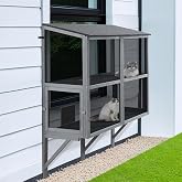 beeNbkks Bug Proof Window Catio, Expandable Outdoor Cat Enclosure | Weatherproof Wooden Cat Window Perch House with Fine Metal Mesh, Providing Fresh Air for Indoor Pets, Safe Sunny Haven