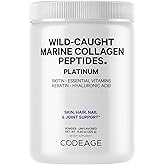 Codeage Marine Collagen Protein Powder Supplement Platinum - Biotin 10,000 mcg, Vitamin C, D3 & B6, Keratin, Hyaluronic Acid,
