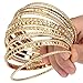 Stainless Steel High Polished Gold 13- Pieces Stackable Bangle Bracelet for Women