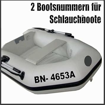 2 x amtliche Bootsnummern/ Bootskennzeichen Schlauchboote aus seewasserfester Hochleistungs Klebe Folie, viele Farben & Schri