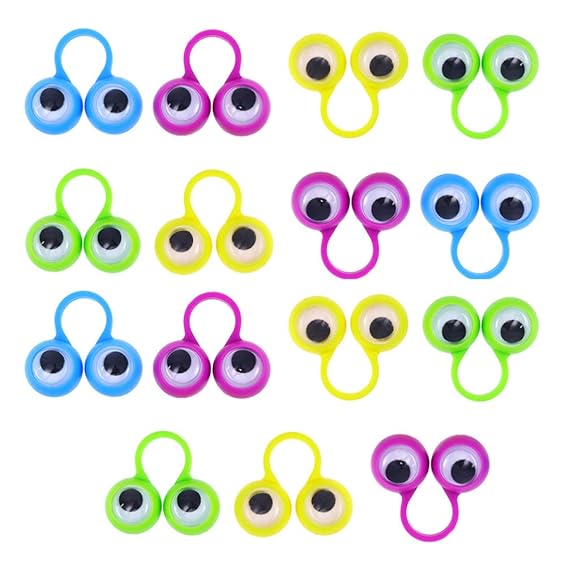 Toyvian 15Pcs Googly Eye Finger Puppets Wiggly Eyeball Finger Puppet Rings Eye Finger Toy for