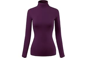 MixMatchy Women's Basic Long Sleeve Turtle Neck Slim Fit Top Shirt