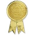 PaperDirect Official Excellence Embossed Gold Foil Ribbon Certificate Seals, 2 Inch, Self Adhesive, 102 Count, Embossed Seals for Certificates, Achievement Award Stickers for School, Work, Diploma