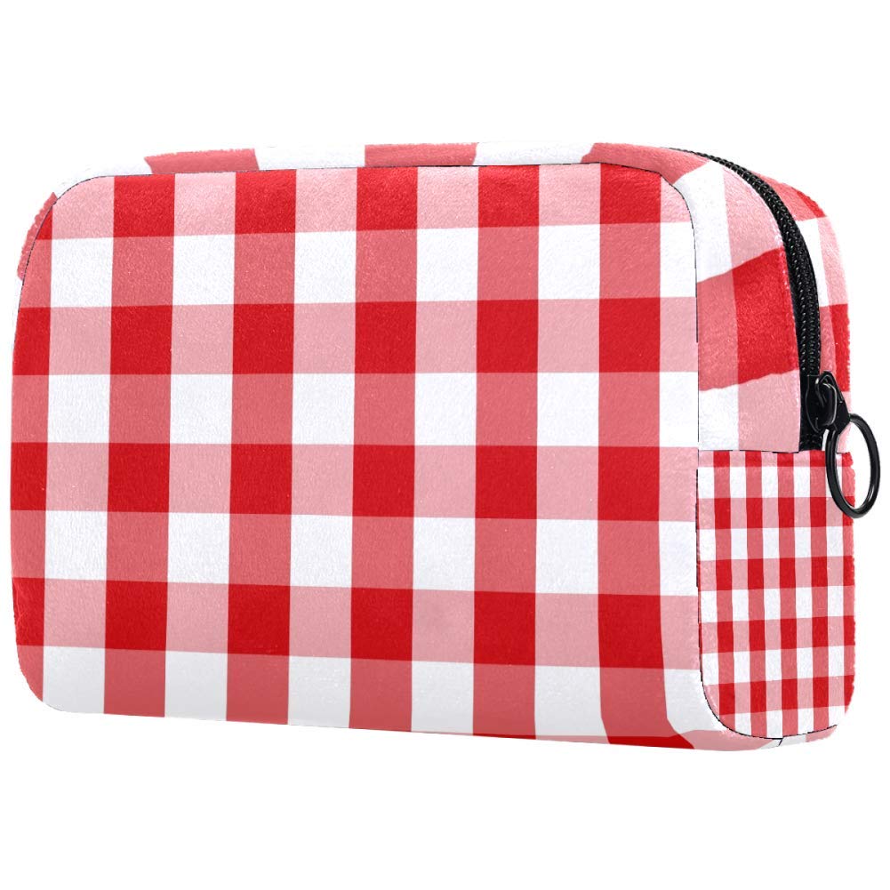 Pattern Checkers Pink Cosmetic Bag Makeup Pouch Case