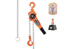 VEVOR Manual Lever Chain Hoist, 1T 2200LBS Capacity Heavy Duty Come Along, 10FT Lift G80 Alloy Steel Chain with Dual Pawl Mechanical Brake,360°Rotating Hooks, for Warehouse Construction Garage