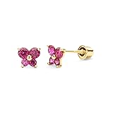 14k REAL Yellow Gold Butterfly Stud Earrings with